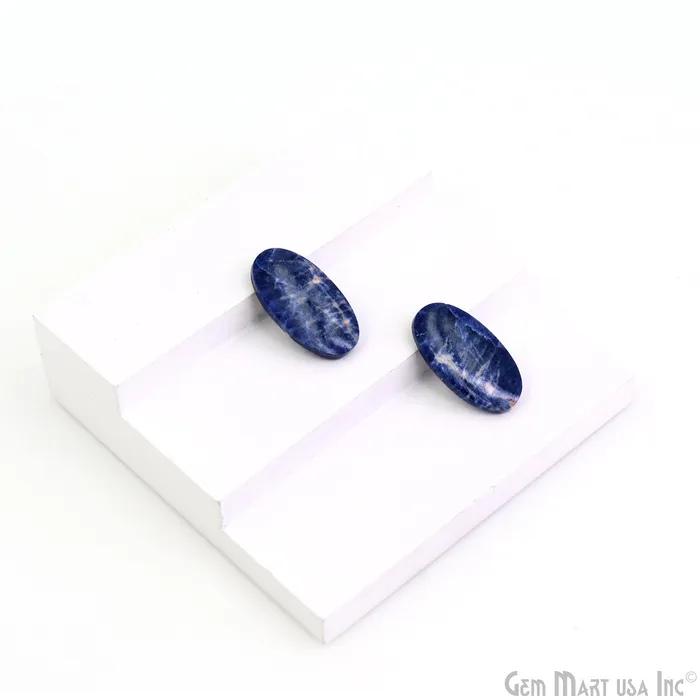 Earrings GemMartUSA Sodalite Oval Shape 26x14mm Loose Gemstone For Earring Pair