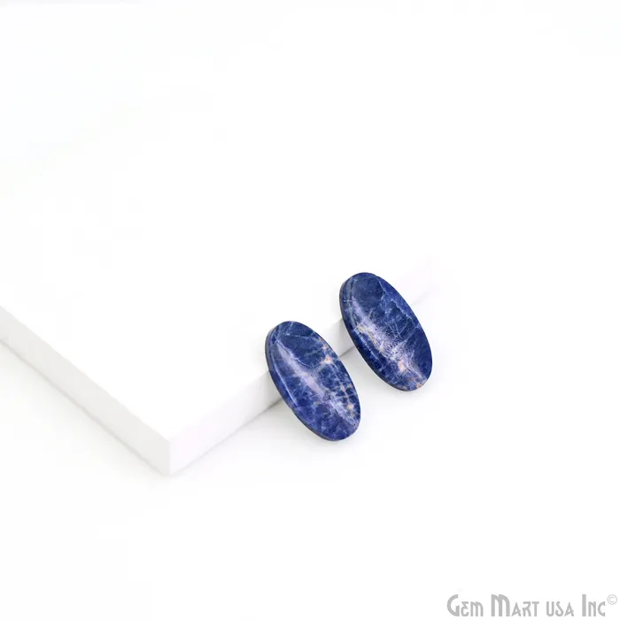 Earrings GemMartUSA Sodalite Oval Shape 26x14mm Loose Gemstone For Earring Pair