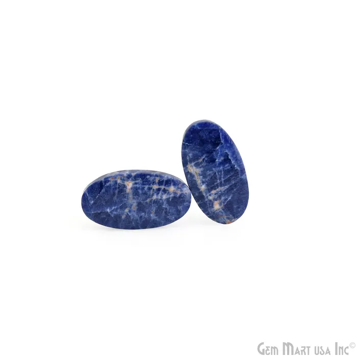 Earrings GemMartUSA Sodalite Oval Shape 26x14mm Loose Gemstone For Earring Pair
