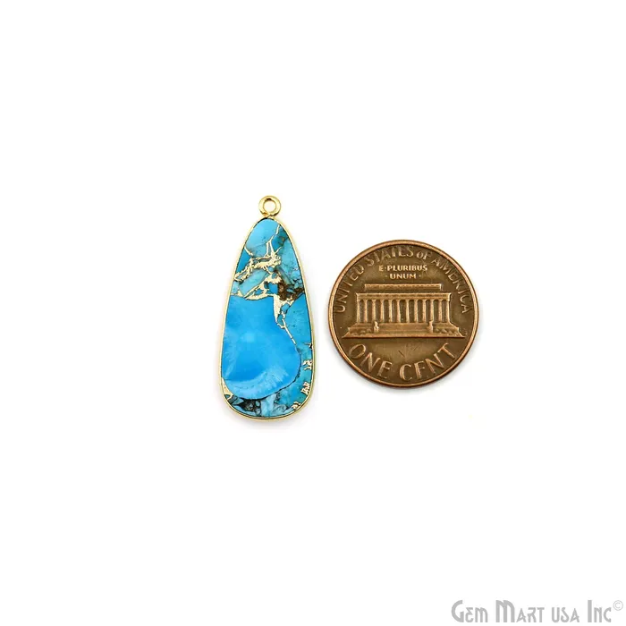 Earrings GemMartUSA Turquoise Mohave 32x13mm Gold Plated Single Bail Earring Connector 1 Pair Earrings GemMartUSA Turquoise Mohave 32x13mm Gold Plated Single Bail Earring Connector 1 Pair
