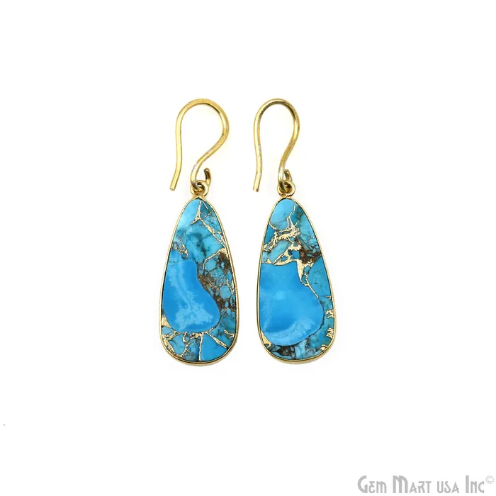 Earrings GemMartUSA Turquoise Mohave 32x13mm Gold Plated Single Bail Earring Connector 1 Pair Earrings GemMartUSA Turquoise Mohave 32x13mm Gold Plated Single Bail Earring Connector 1 Pair