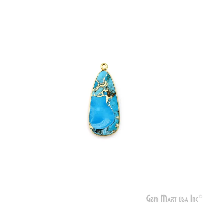 Earrings GemMartUSA Turquoise Mohave 32x13mm Gold Plated Single Bail Earring Connector 1 Pair Earrings GemMartUSA Turquoise Mohave 32x13mm Gold Plated Single Bail Earring Connector 1 Pair