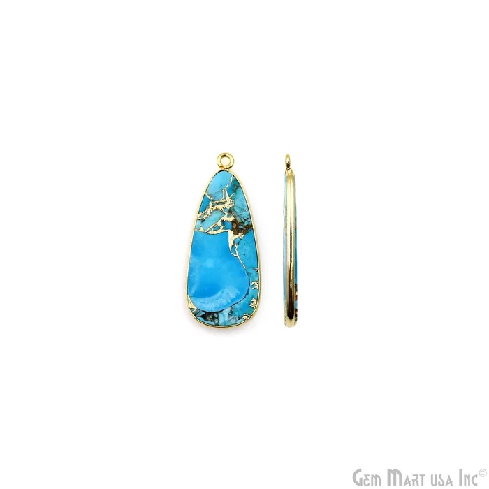 Earrings GemMartUSA Turquoise Mohave 32x13mm Gold Plated Single Bail Earring Connector 1 Pair Earrings GemMartUSA Turquoise Mohave 32x13mm Gold Plated Single Bail Earring Connector 1 Pair