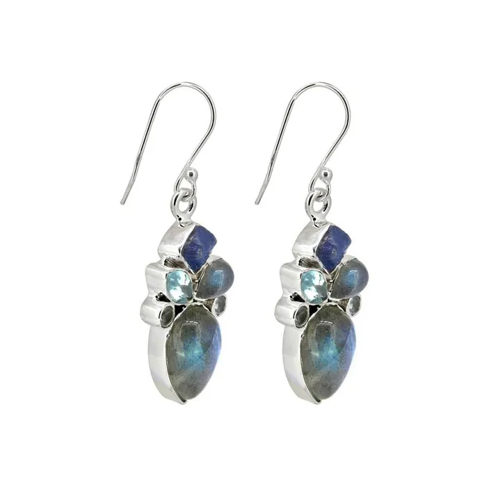 Earrings Rough Tanzanite Labradorite Solid 925 Sterling Silver Dangle Earrings Jewelry YoTreasure