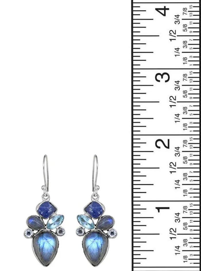 Earrings Rough Tanzanite Labradorite Solid 925 Sterling Silver Dangle Earrings Jewelry YoTreasure