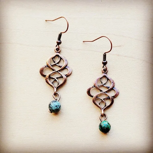Earrings The Jewelry Junkie African Turquoise Scroll Drop Earrings