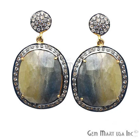 Earrings Yellow Sapphire With Cubic Zirconia Pave Diamond 40x24mmGold Vermeil Dangle Drop Stud Earring GemMartUSA Earrings Yellow Sapphire With Cubic Zirconia Pave Diamond 40x24mmGold Vermeil Dangle Drop Stud Earring GemMartUSA
