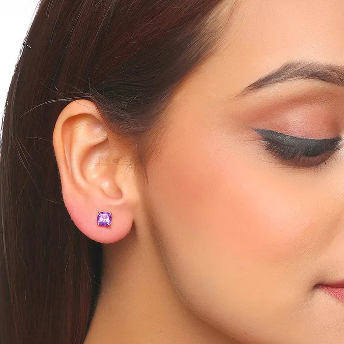 Earrings YoTreasure 160 Ct Amethyst Solid 10K Yellow Gold Stud Earrings