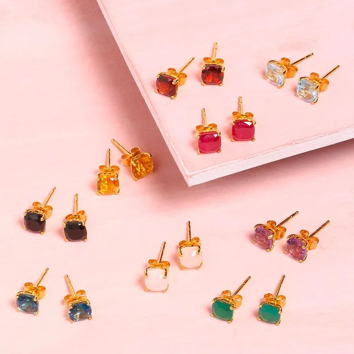 Earrings YoTreasure 160 Ct Amethyst Solid 10K Yellow Gold Stud Earrings