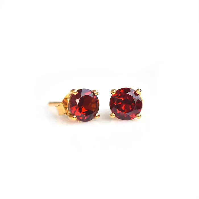 Earrings YoTreasure 216 Ct Red Garnet Solid 10k Yellow Gold Stud Earrings