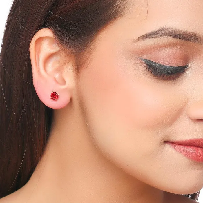 Earrings YoTreasure 216 Ct Red Garnet Solid 10k Yellow Gold Stud Earrings Earrings YoTreasure 216 Ct Red Garnet Solid 10k Yellow Gold Stud Earrings