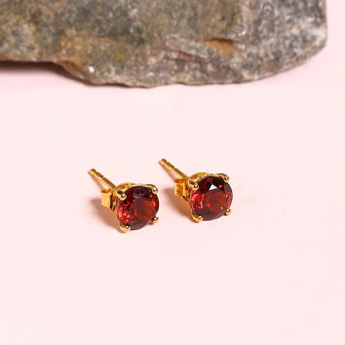 Earrings YoTreasure 216 Ct Red Garnet Solid 10k Yellow Gold Stud Earrings Earrings YoTreasure 216 Ct Red Garnet Solid 10k Yellow Gold Stud Earrings