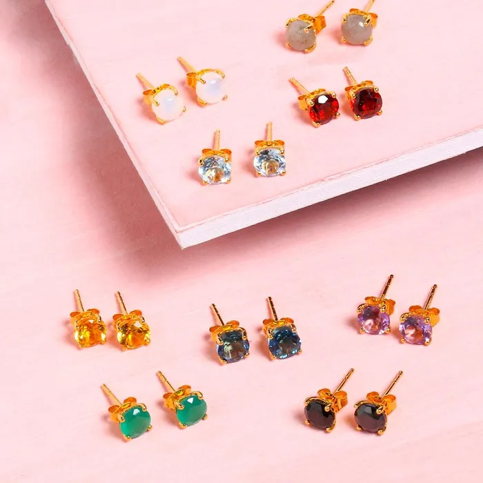 Earrings YoTreasure 216 Ct Red Garnet Solid 10k Yellow Gold Stud Earrings Earrings YoTreasure 216 Ct Red Garnet Solid 10k Yellow Gold Stud Earrings