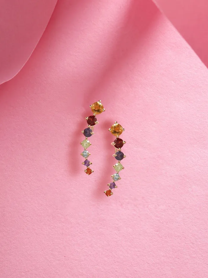 Earrings YoTreasure Chakra Stone Solid 925 Silver Gold Plated Ear Cuff Earrings Jewelry Earrings YoTreasure Chakra Stone Solid 925 Silver Gold Plated Ear Cuff Earrings Jewelry