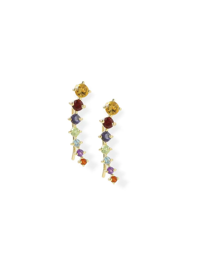 Earrings YoTreasure Chakra Stone Solid 925 Silver Gold Plated Ear Cuff Earrings Jewelry