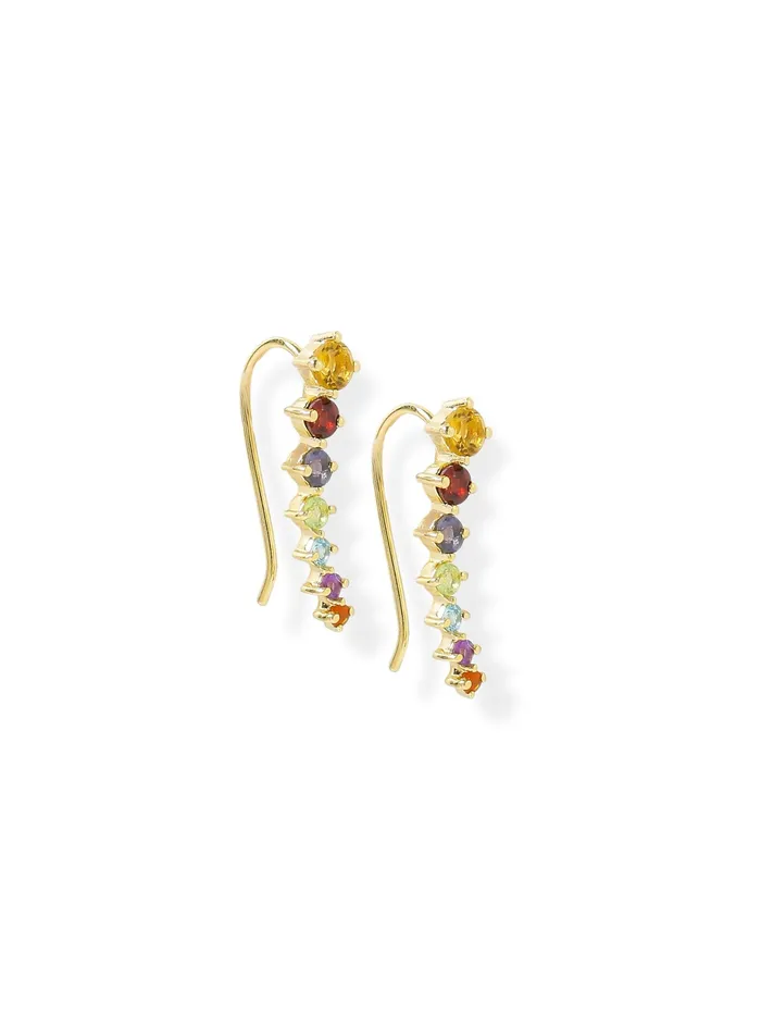 Earrings YoTreasure Chakra Stone Solid 925 Silver Gold Plated Ear Cuff Earrings Jewelry