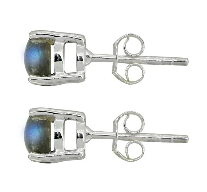 Earrings YoTreasure Labradorite Solid 925 Sterling Silver Stud Earrings