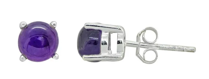 Earrings YoTreasure Natural Amethyst Solid 925 Sterling Silver Stud Earrings