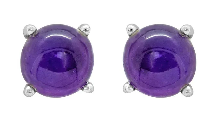 Earrings YoTreasure Natural Amethyst Solid 925 Sterling Silver Stud Earrings