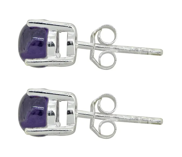 Earrings YoTreasure Natural Amethyst Solid 925 Sterling Silver Stud Earrings
