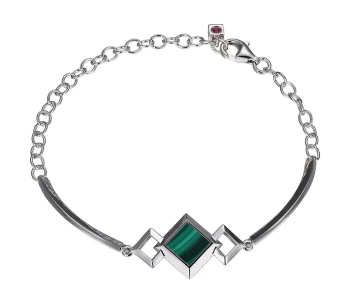 ELLE ELLE Silver Malachite Bracelet SI2679 Bracelets