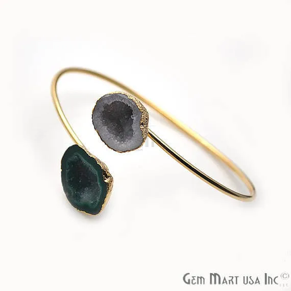 GemMartUSA Bracelets Geode Druzy Gold Edged Adjustable Stacking Bangle Bracelet GemMartUSA Bracelets Geode Druzy Gold Edged Adjustable Stacking Bangle Bracelet
