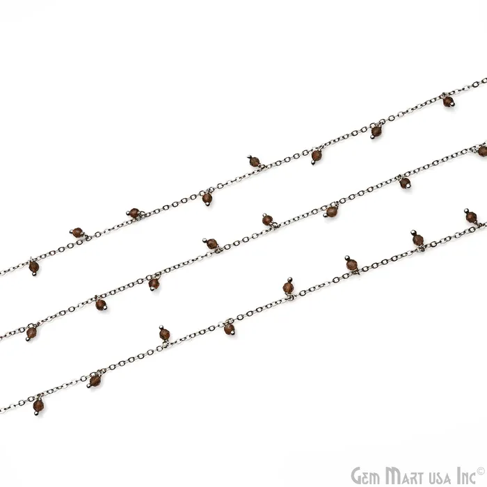 GemMartUSA Charm Necklaces Smoky Topaz Faceted Beads 34mm Oxidized Cluster Dangle Chain