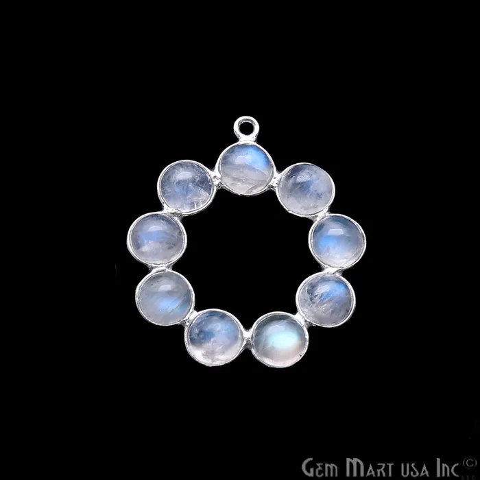 GemMartUSA DIY Moonstone 30x27mm Silver Plated Chandelier Finding Component Rings