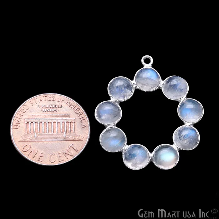 GemMartUSA DIY Moonstone 30x27mm Silver Plated Chandelier Finding Component Rings