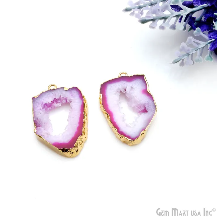 GemMartUSA Earrings Agate Slice 33x18mm Organic Gold Electroplated Gemstone Earring Connector 1 Pair GemMartUSA Earrings Agate Slice 33x18mm Organic Gold Electroplated Gemstone Earring Connector 1 Pair