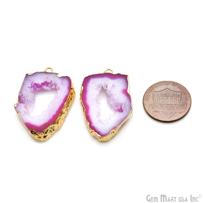 GemMartUSA Earrings Agate Slice 33x18mm Organic Gold Electroplated Gemstone Earring Connector 1 Pair GemMartUSA Earrings Agate Slice 33x18mm Organic Gold Electroplated Gemstone Earring Connector 1 Pair