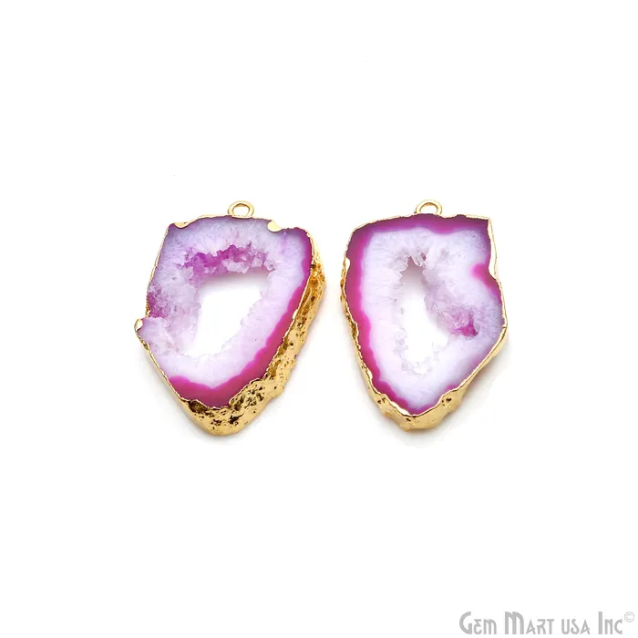 GemMartUSA Earrings Agate Slice 33x18mm Organic Gold Electroplated Gemstone Earring Connector 1 Pair GemMartUSA Earrings Agate Slice 33x18mm Organic Gold Electroplated Gemstone Earring Connector 1 Pair