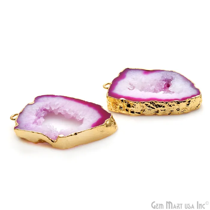 GemMartUSA Earrings Agate Slice 33x18mm Organic Gold Electroplated Gemstone Earring Connector 1 Pair GemMartUSA Earrings Agate Slice 33x18mm Organic Gold Electroplated Gemstone Earring Connector 1 Pair