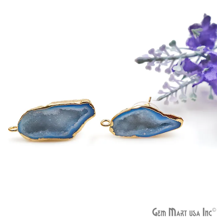 GemMartUSA Earrings DIY Agate Slice Geode Druzy 14x33mm Gold Electroplated Loop Connector Studs Earrings GemMartUSA Earrings DIY Agate Slice Geode Druzy 14x33mm Gold Electroplated Loop Connector Studs Earrings