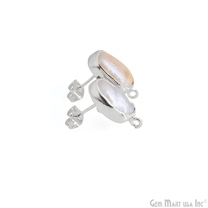 GemmartUSA Earrings DIY Pearl 19x9mm Silver Electroplated Loop Connector Studs Earrings GemmartUSA Earrings DIY Pearl 19x9mm Silver Electroplated Loop Connector Studs Earrings