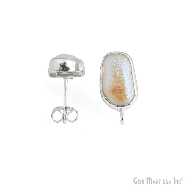 GemmartUSA Earrings DIY Pearl 19x9mm Silver Electroplated Loop Connector Studs Earrings GemmartUSA Earrings DIY Pearl 19x9mm Silver Electroplated Loop Connector Studs Earrings