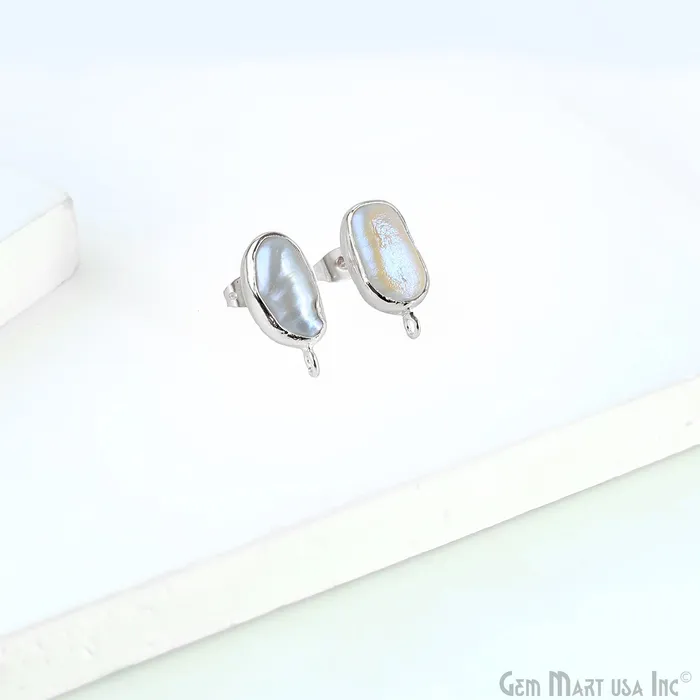 GemmartUSA Earrings DIY Pearl 19x9mm Silver Electroplated Loop Connector Studs Earrings GemmartUSA Earrings DIY Pearl 19x9mm Silver Electroplated Loop Connector Studs Earrings
