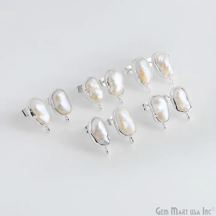 GemmartUSA Earrings DIY Pearl 19x9mm Silver Electroplated Loop Connector Studs Earrings GemmartUSA Earrings DIY Pearl 19x9mm Silver Electroplated Loop Connector Studs Earrings