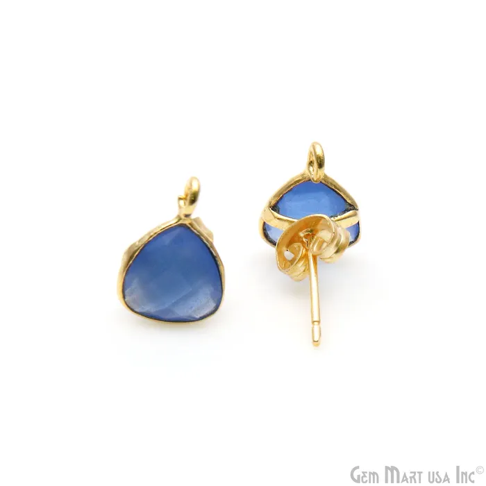 GemmartUSA Earrings DIY Trillion 8mm Gold Bail Gemstone stud Earring GemmartUSA Earrings DIY Trillion 8mm Gold Bail Gemstone stud Earring