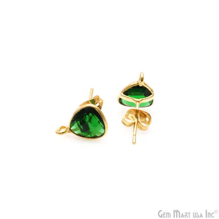 GemmartUSA Earrings DIY Trillion 8mm Gold Bail Gemstone stud Earring GemmartUSA Earrings DIY Trillion 8mm Gold Bail Gemstone stud Earring
