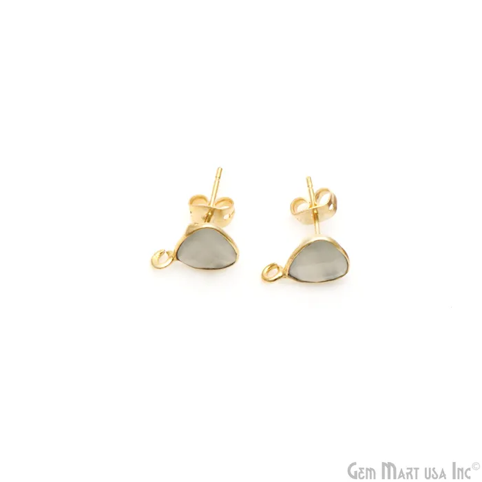 GemmartUSA Earrings DIY Trillion 8mm Gold Bail Gemstone stud Earring GemmartUSA Earrings DIY Trillion 8mm Gold Bail Gemstone stud Earring