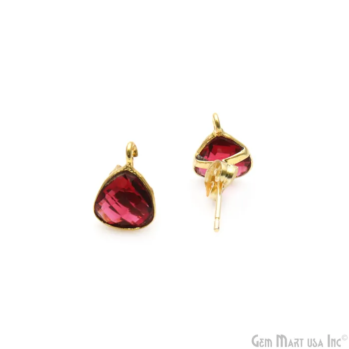 GemmartUSA Earrings DIY Trillion 8mm Gold Bail Gemstone stud Earring GemmartUSA Earrings DIY Trillion 8mm Gold Bail Gemstone stud Earring