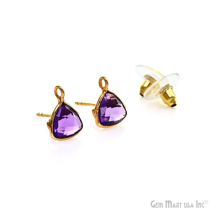 GemmartUSA Earrings DIY Trillion 8mm Gold Bail Gemstone stud Earring GemmartUSA Earrings DIY Trillion 8mm Gold Bail Gemstone stud Earring