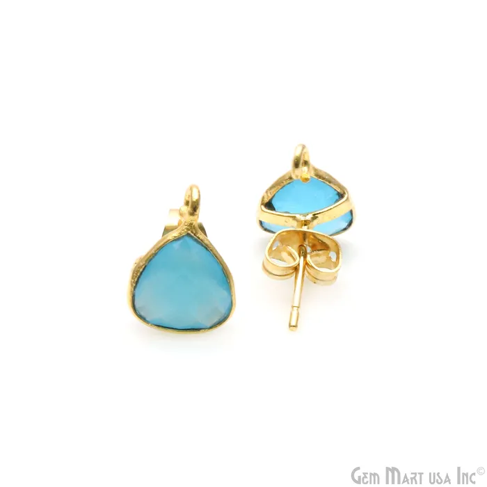 GemmartUSA Earrings DIY Trillion 8mm Gold Bail Gemstone stud Earring GemmartUSA Earrings DIY Trillion 8mm Gold Bail Gemstone stud Earring