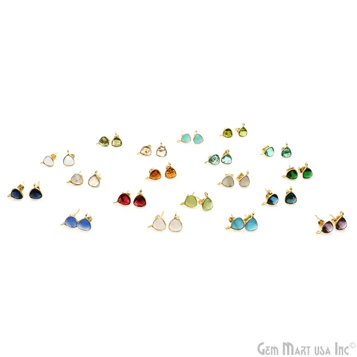 GemmartUSA Earrings DIY Trillion 8mm Gold Bail Gemstone stud Earring GemmartUSA Earrings DIY Trillion 8mm Gold Bail Gemstone stud Earring