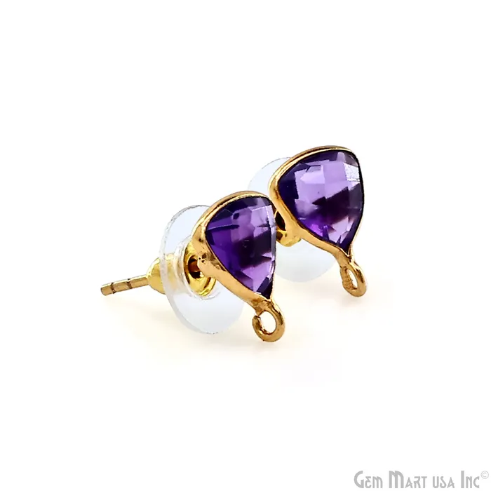 GemmartUSA Earrings DIY Trillion 8mm Gold Bail Gemstone stud Earring GemmartUSA Earrings DIY Trillion 8mm Gold Bail Gemstone stud Earring