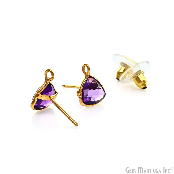 GemmartUSA Earrings DIY Trillion 8mm Gold Bail Gemstone stud Earring GemmartUSA Earrings DIY Trillion 8mm Gold Bail Gemstone stud Earring