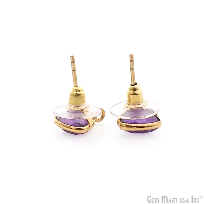 GemmartUSA Earrings DIY Trillion 8mm Gold Bail Gemstone stud Earring GemmartUSA Earrings DIY Trillion 8mm Gold Bail Gemstone stud Earring