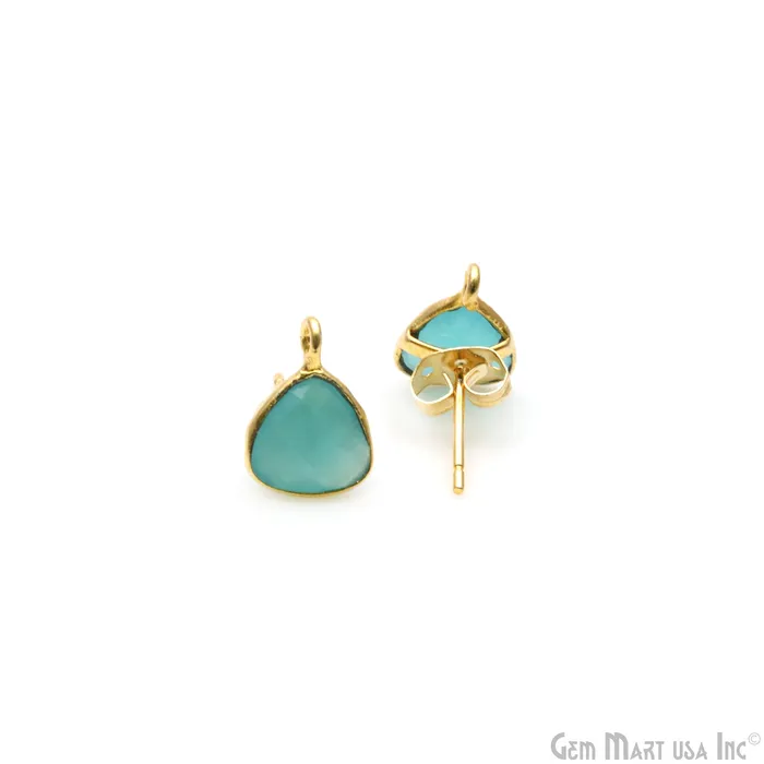 GemmartUSA Earrings DIY Trillion 8mm Gold Bail Gemstone stud Earring GemmartUSA Earrings DIY Trillion 8mm Gold Bail Gemstone stud Earring