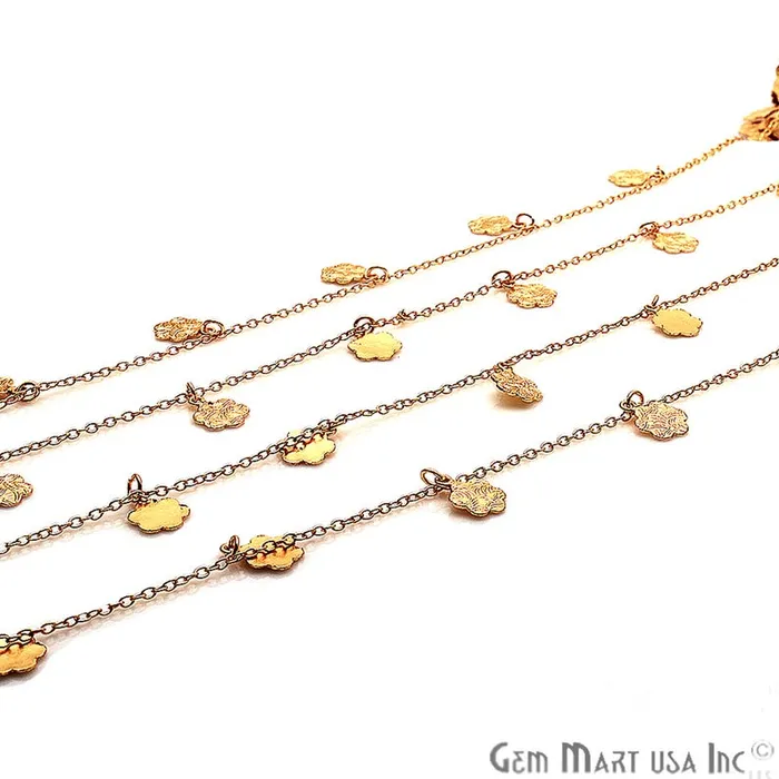 GemmartUSA Earrings Flower Engraved Finding Gold Plated Soldered Station Rosary Chain GemmartUSA Earrings Flower Engraved Finding Gold Plated Soldered Station Rosary Chain